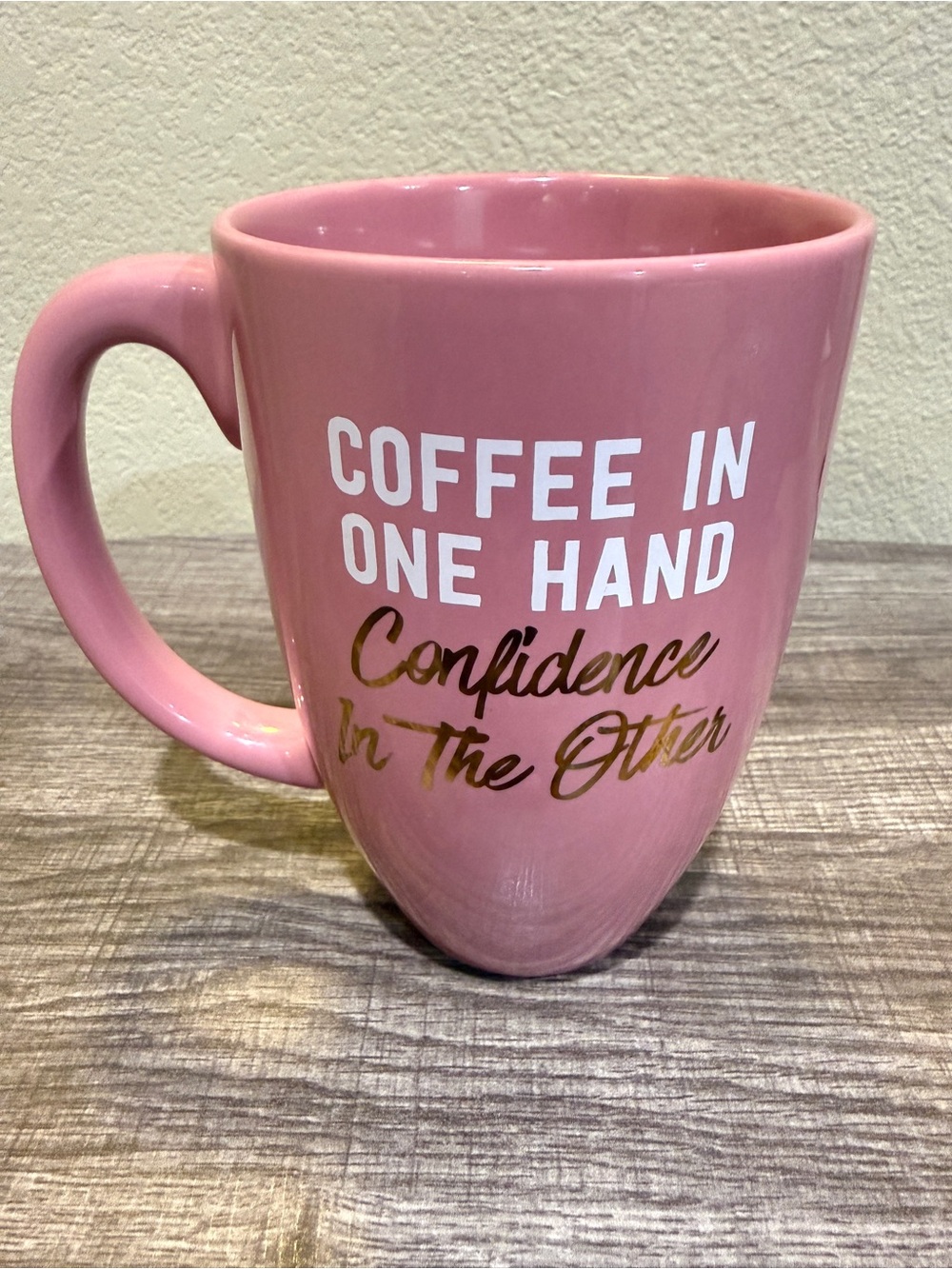 Threshold Pink Ceramic Mug with Motivational Gold Script - 20oz